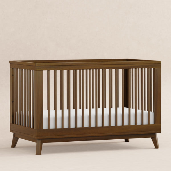 Scoot 3-in-1 Convertible Crib w/Toddler Bed Conversion Kit in White&Slate Finish Natural Walnut