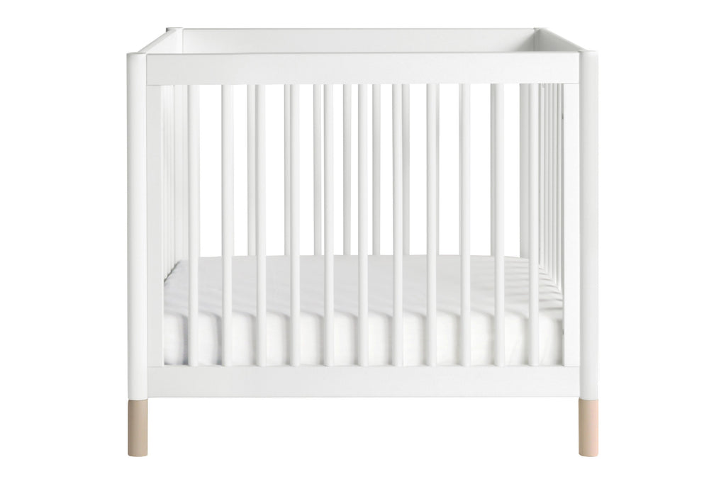 M12998WNX, Gelato 2-in-1 Mini Crib in White with Washed Natural Feet from front