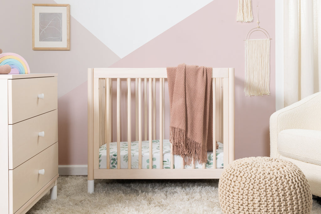 M12998NXW,Gelato 2-in 1 Mini Crib and Twin bed Washed Natural Finish with White Feet