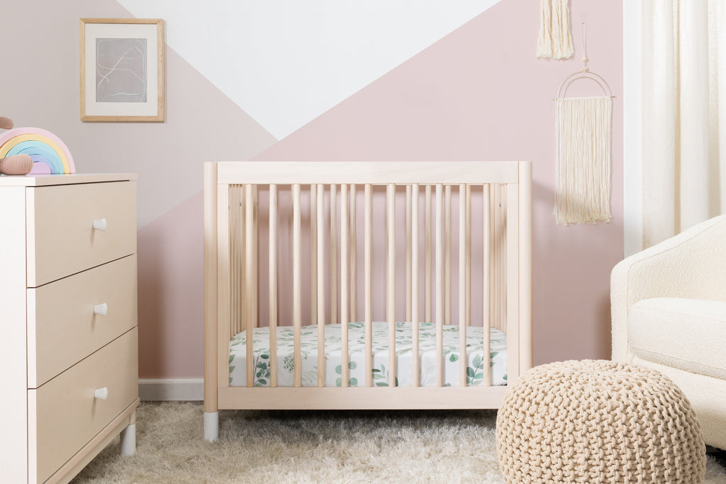 M12998NXW,Gelato 2-in 1 Mini Crib and Twin bed Washed Natural Finish with White Feet