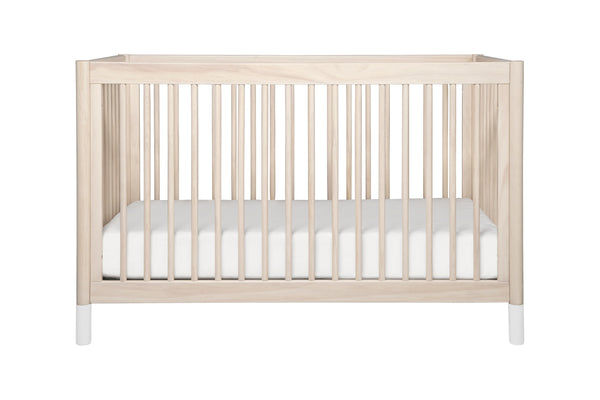 modern Gelato 4-in-1 Convertible Crib  White Color Feet With Toddler Bed Conversion Kit in Washed Natural Washed Natural / White