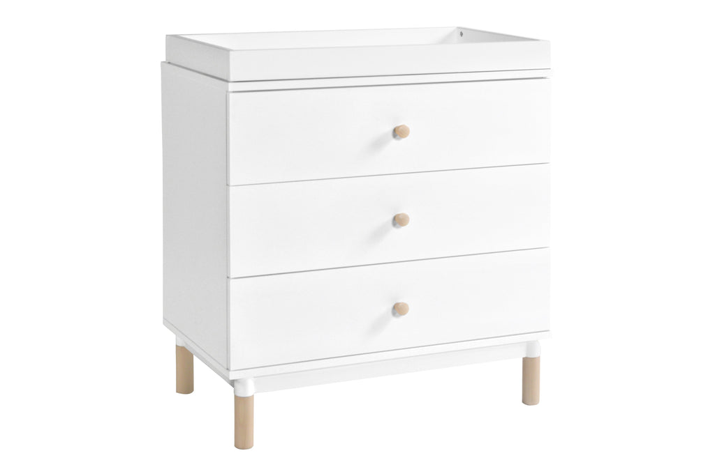 M12923WNX,Gelato 3-Drawer Changer Dresser  Washed Natural Kb w/Removable Changing Tray In White