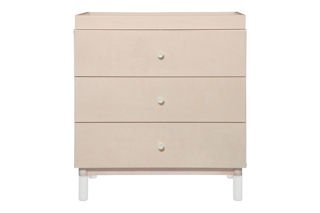 M12923NXW,Gelato 3-Drawer Changer Dresser  White Color Feet w/Removable Changing Tray In Washed Natural