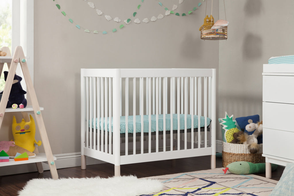 M12998WNX,Gelato 2-in 1 Mini Crib and Twin bed White Finish with Washed Natural Feet